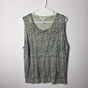 Vintage Exclusively for You by Lord & Taylor 3X 100% Silk Leopard Print Tank Top